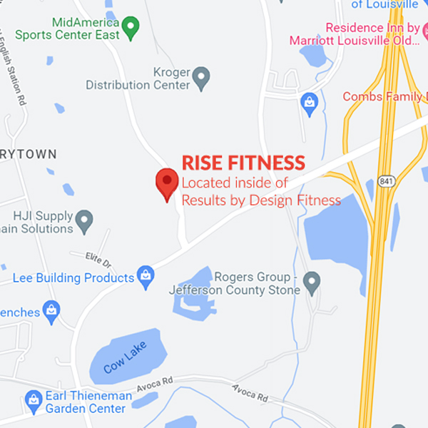Map showing the location of Rise Fitness in the Louisville area.