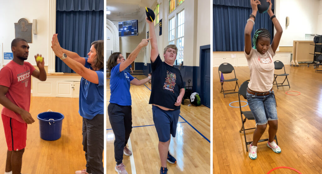 Summer camp athletes with disabilities performing a variety of physical activities.